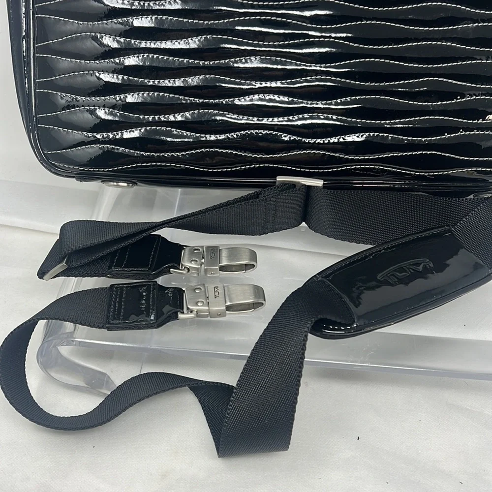 Tumi Black Patent Leather Laptop Shoulder Bag